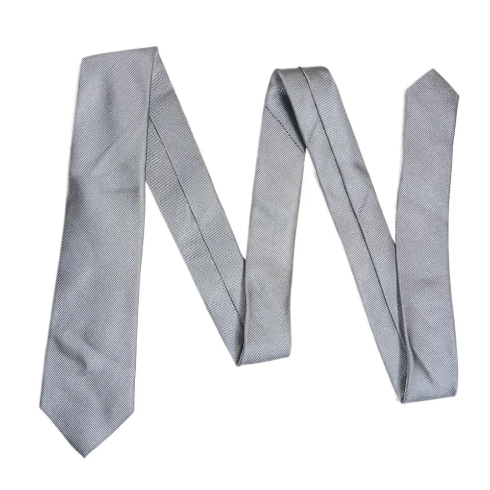Lord & Taylor Silk Tie Boys 52” Solid Gray Designer Skinny Tie New
